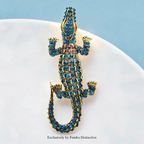 PENDRA Classic Crocodile Rhinestone Animal Brooch