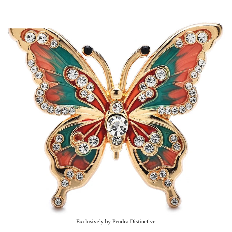 PENDRA Classic Enamel Butterfly Brooch