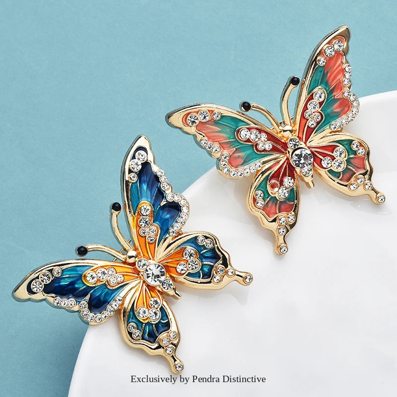 PENDRA Classic Enamel Butterfly Brooch