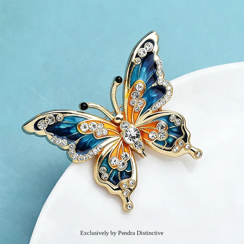 PENDRA Classic Enamel Butterfly Brooch