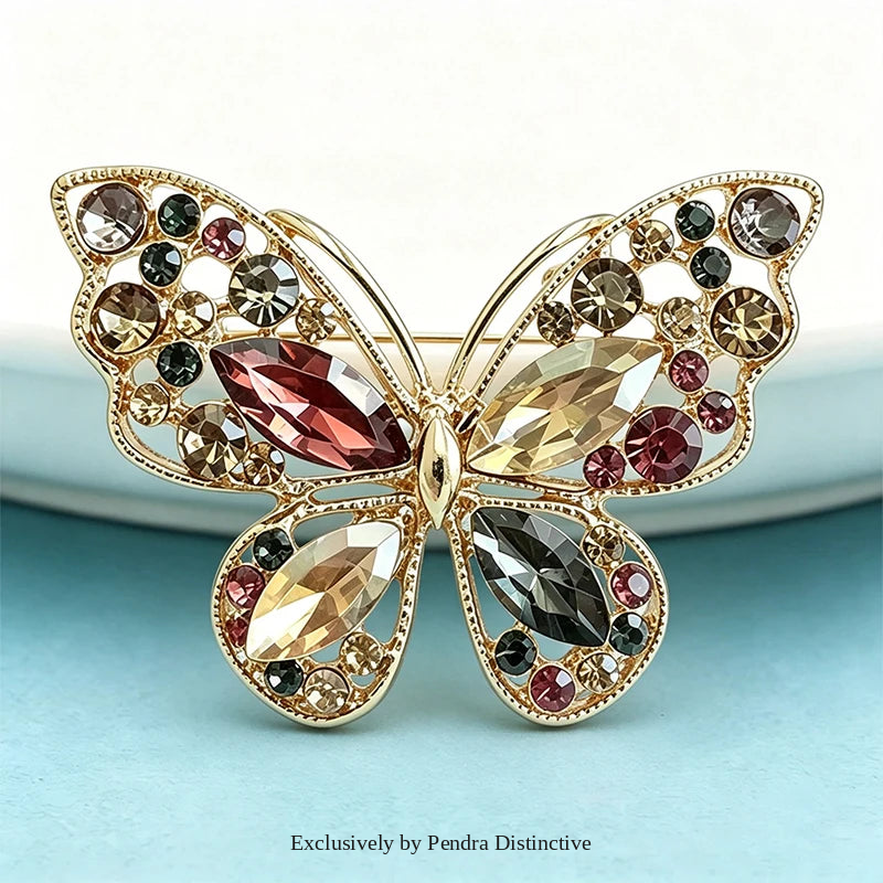 PENDRA Classical Crystal Butterfly Brooch