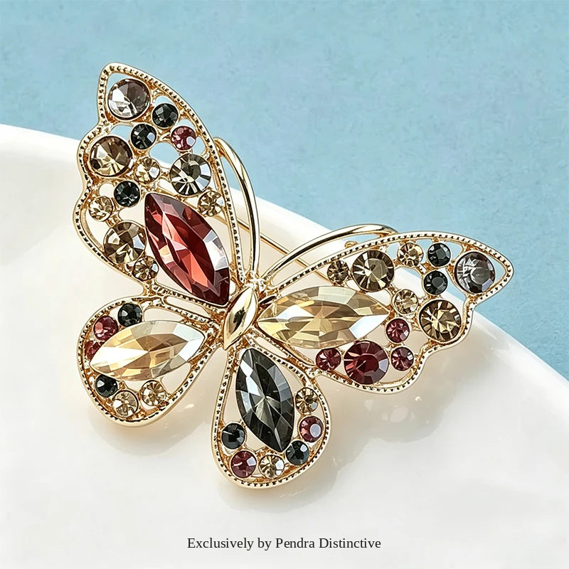 PENDRA Classical Crystal Butterfly Brooch