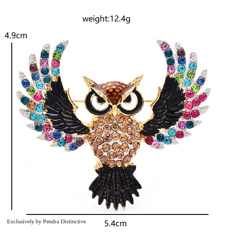 PENDRA Classical Flying Owl Brooch