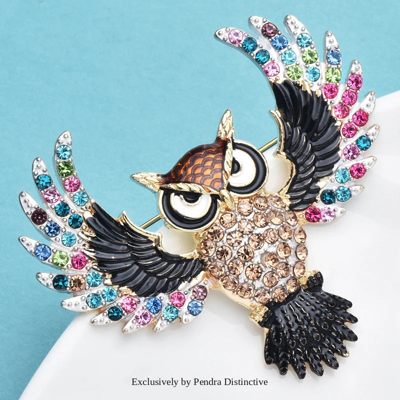 PENDRA Classical Flying Owl Brooch