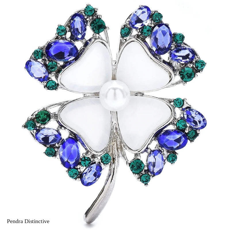 PENDRA Clovera Rhinestone Clover Leaf Brooch