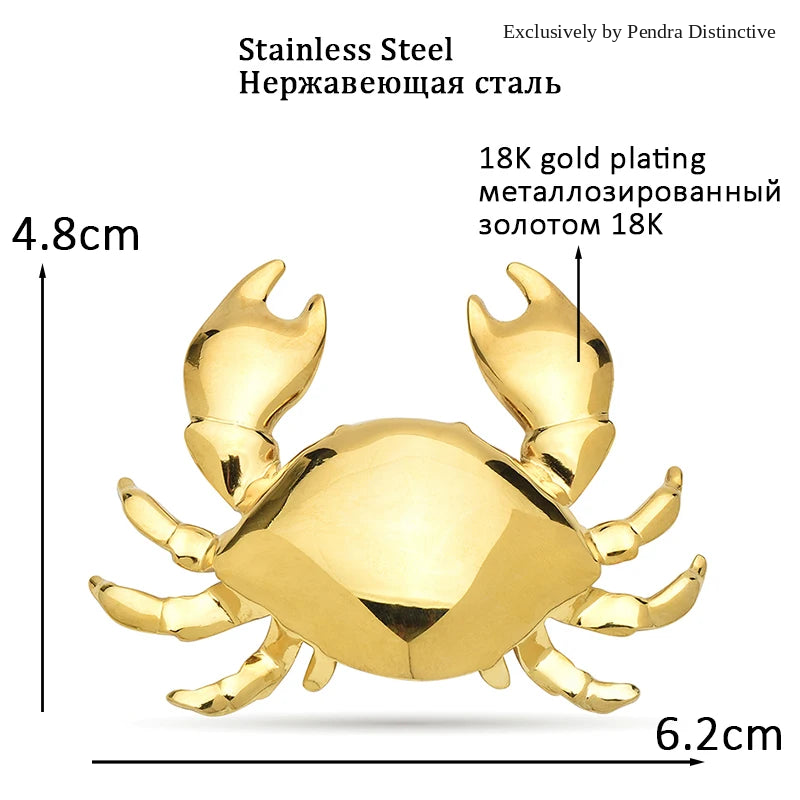 PENDRA Coastal Crab Stainless Steel Brooch