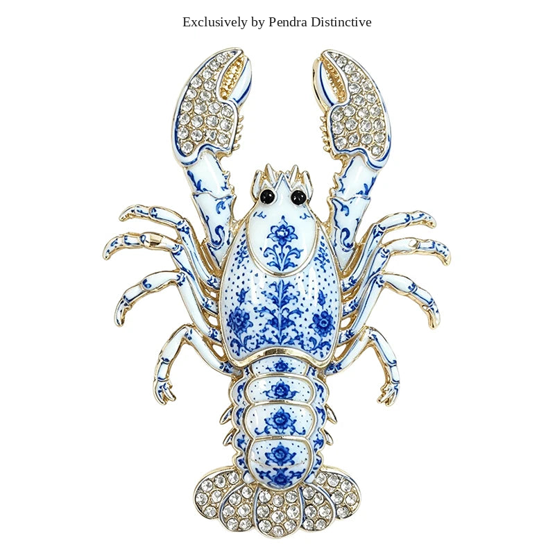 PENDRA Coastal Lobster Rhinestone Metal Brooch