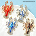 PENDRA Coastal Lobster Rhinestone Metal Brooch