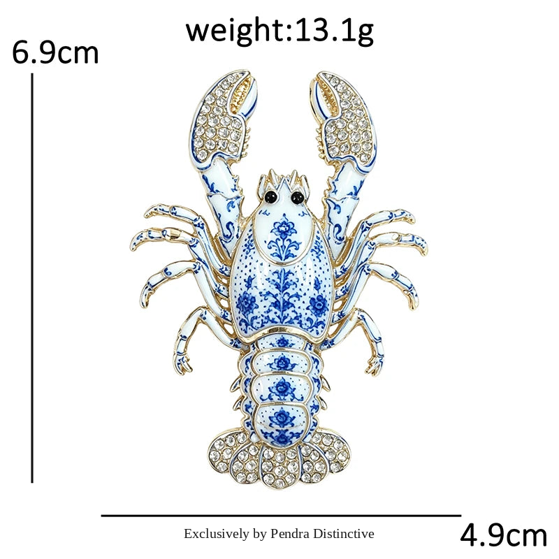 PENDRA Coastal Lobster Rhinestone Metal Brooch