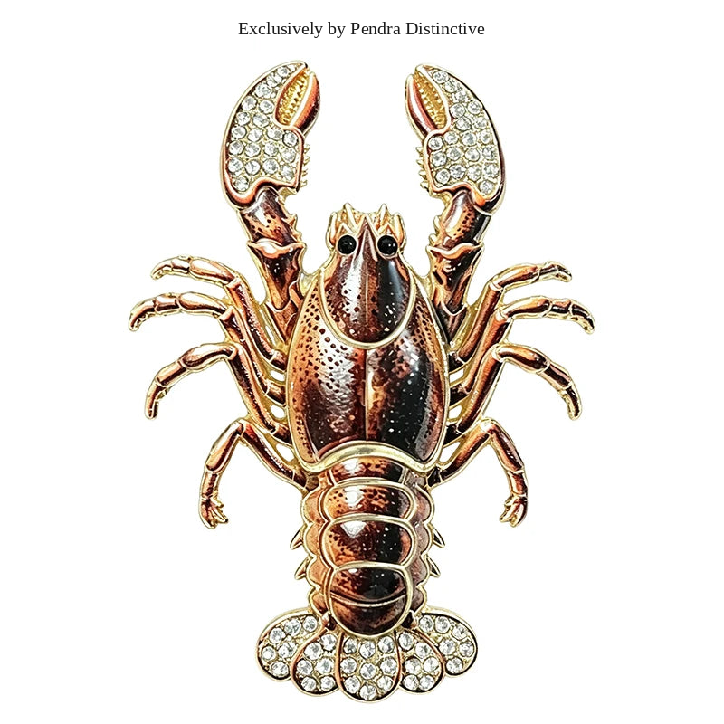 PENDRA Coastal Lobster Rhinestone Metal Brooch