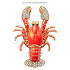 PENDRA Coastal Lobster Rhinestone Metal Brooch