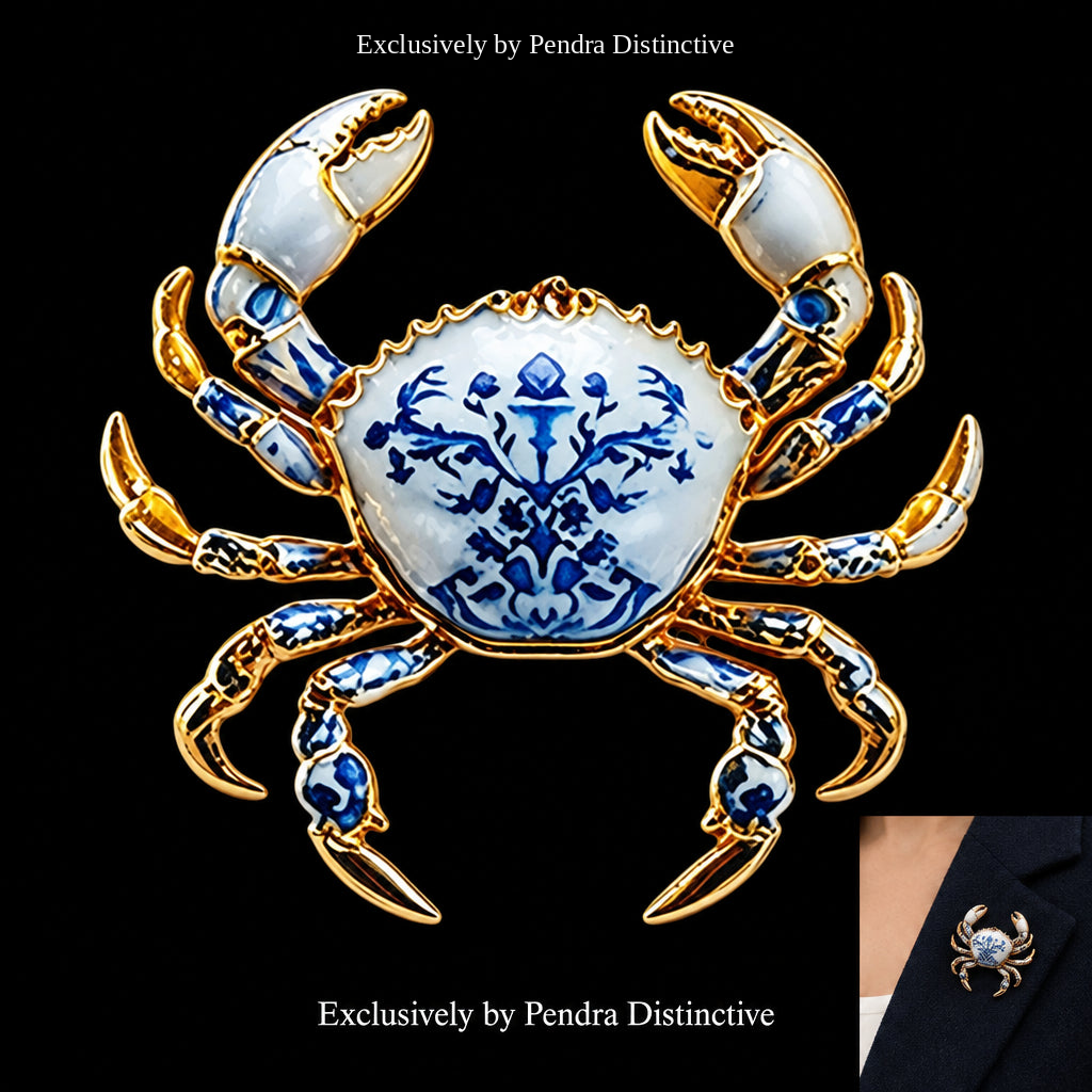 PENDRA Coral Crab Animal Brooch