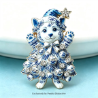 PENDRA Corgi Rhinestone Christmas Tree Brooch