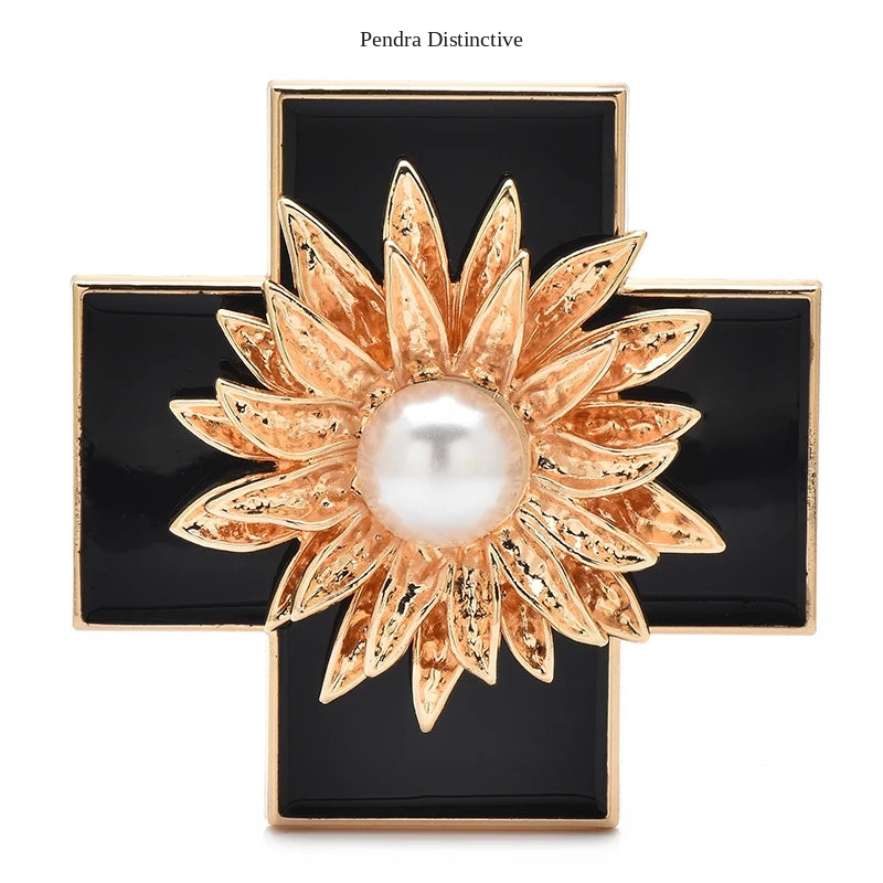 PENDRA Crossbloom Big Flower Cross Brooch