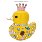 PENDRA Crown Duck Enamel Rhinestone Brooch