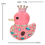 PENDRA Crown Duck Enamel Rhinestone Brooch