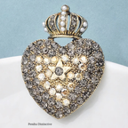 PENDRA Vintage Crown Heart Brooch
