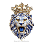 PENDRA Crown Lion Rhinestone Brooch