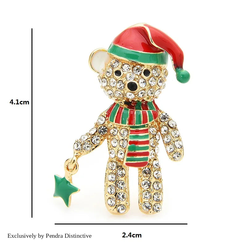 PENDRA Crystal Bear Full Rhinestone Brooch