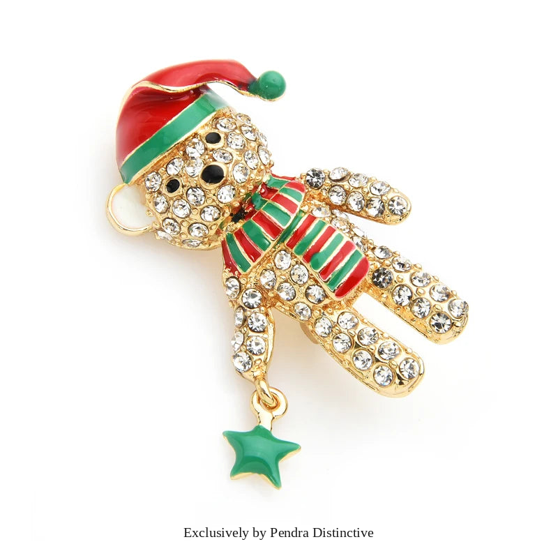PENDRA Crystal Bear Full Rhinestone Brooch