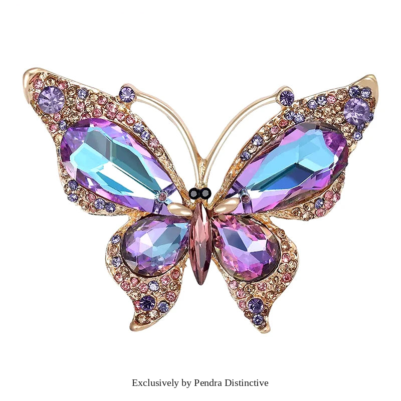 PENDRA Crystal Butterfly Brooch