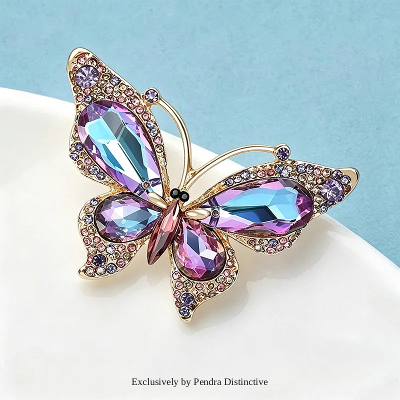 PENDRA Crystal Butterfly Brooch