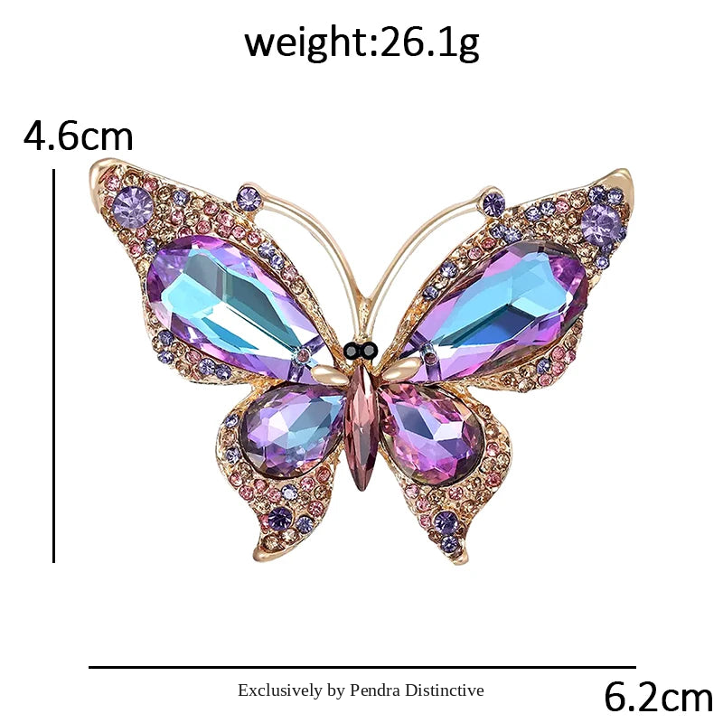 PENDRA Crystal Butterfly Brooch