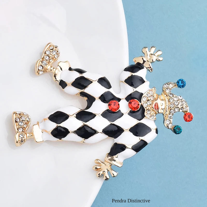 PENDRA Multi Color Crystal Clown Brooch