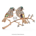 PENDRA Crystal Couple Birds Bullfinch Brooch