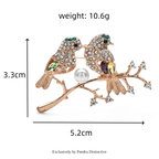 PENDRA Crystal Couple Birds Bullfinch Brooch
