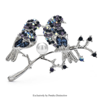 PENDRA Crystal Couple Birds Bullfinch Brooch