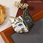 PENDRA Crystal Eye Cat Fox Enamel Brooch