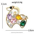 PENDRA Crystal Goat Animal Brooch