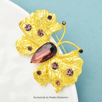 PENDRA Crystal Golden Butterfly Brooch
