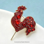 PENDRA Crystal Red Cock Brooch