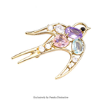 PENDRA Crystal Swallow Flying Bird Brooch