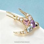 PENDRA Crystal Swallow Flying Bird Brooch