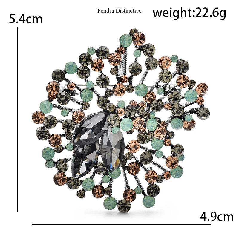 PENDRA Crystalia Luxury Crystal Flower Brooch
