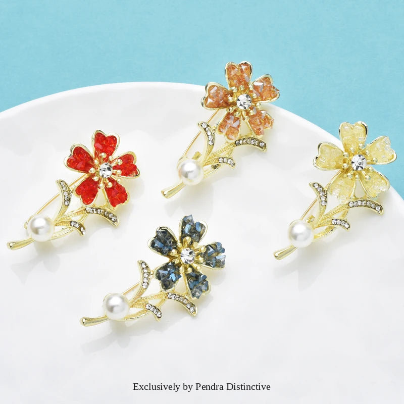 PENDRA Crystelle Crystal Flower Brooch