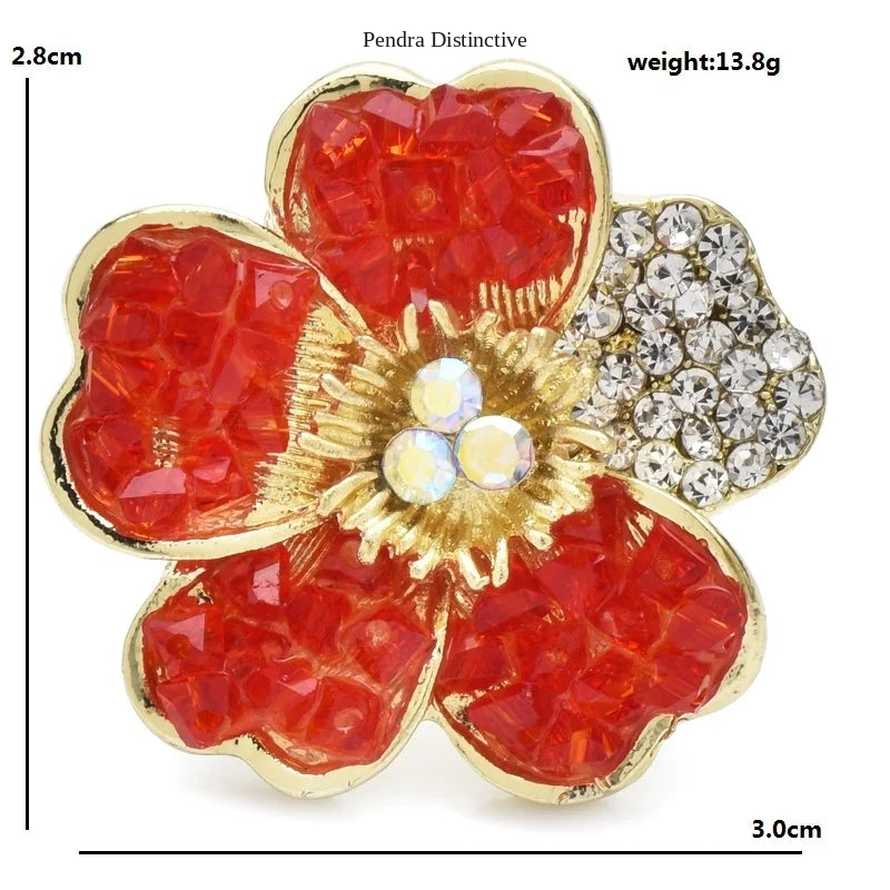 PENDRA Crystelle Handmade 4-Color Crystal Flower Brooch