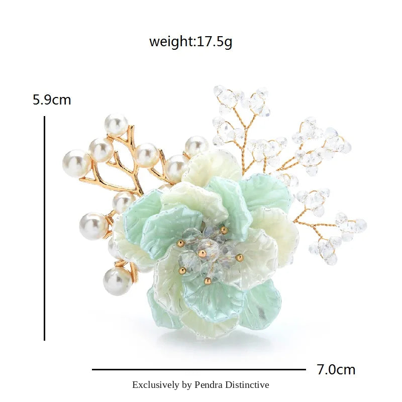 PENDRA Crystelle Handmade Crystal Flower Brooch