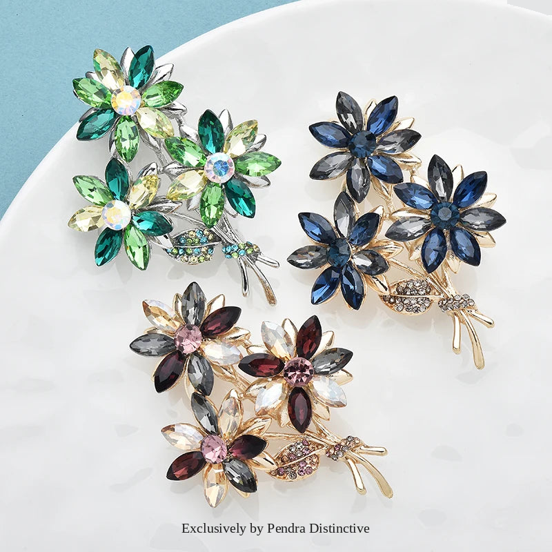 PENDRA Crystwreath Crystal Flower Wreath Brooch