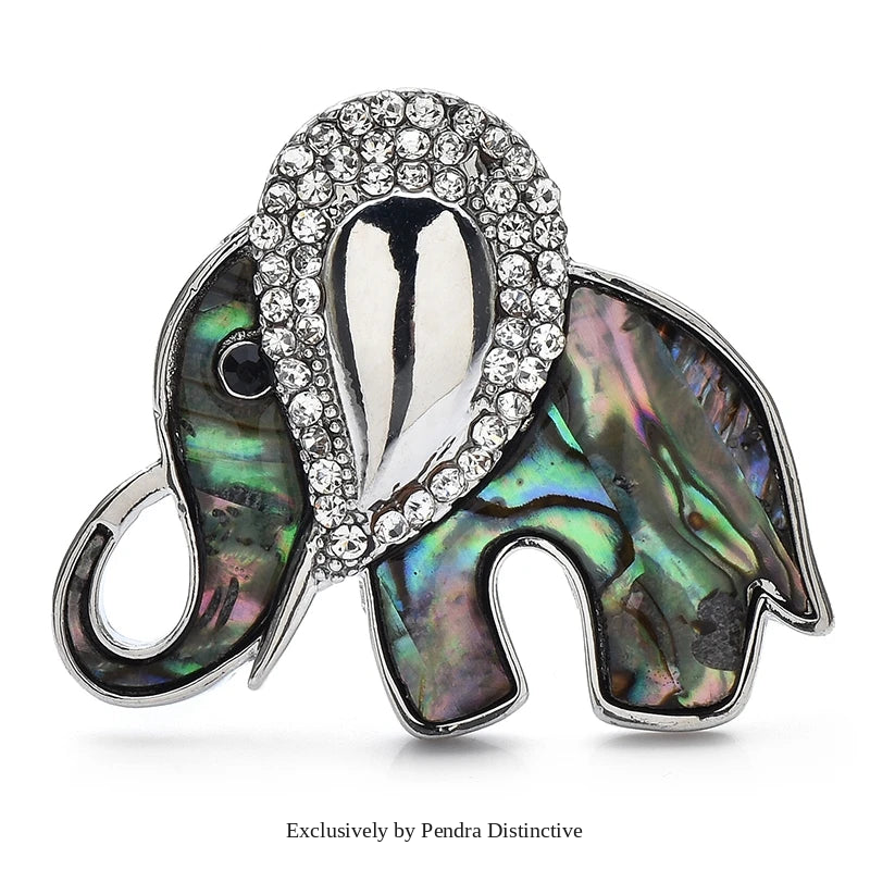 PENDRA Cute Abalone Acrylic Elephant Brooch