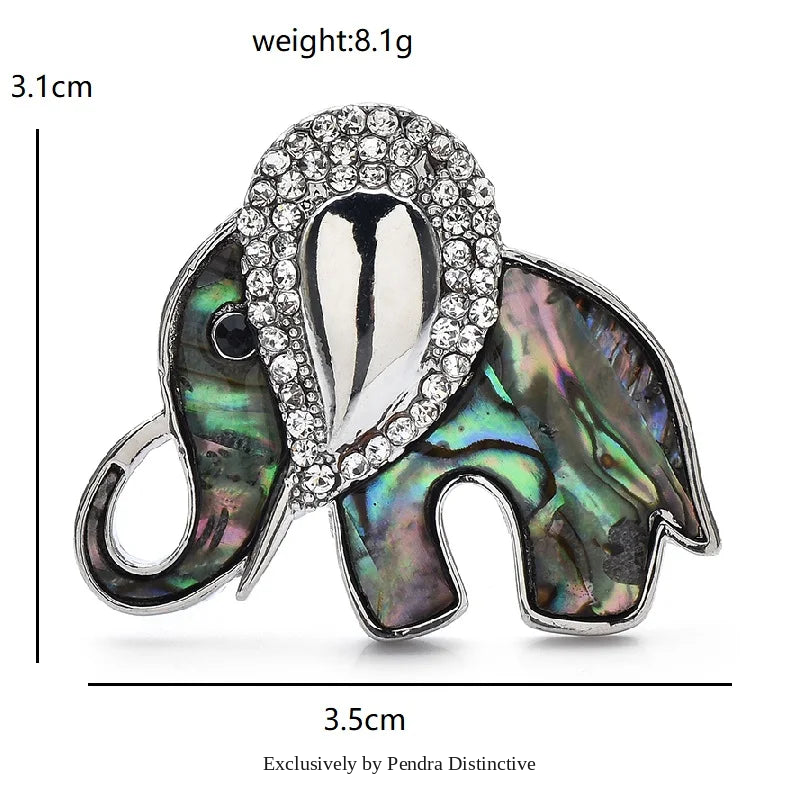 PENDRA Cute Abalone Acrylic Elephant Brooch