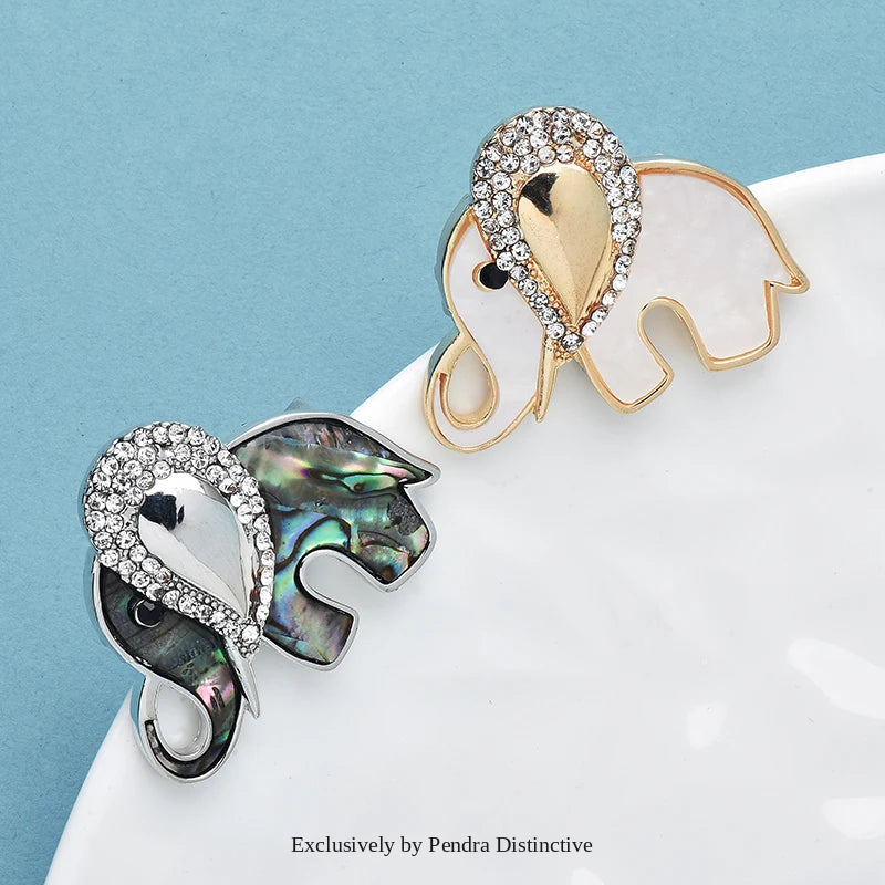 PENDRA Cute Abalone Acrylic Elephant Brooch