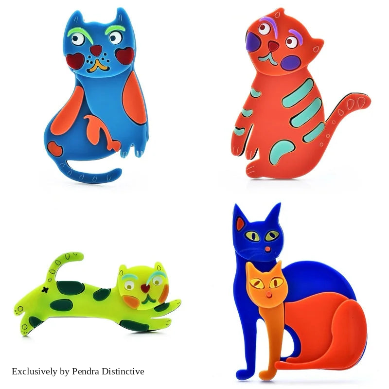 PENDRA Cute Acrylic Cat Brooch