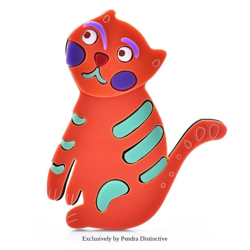 PENDRA Cute Acrylic Cat Brooch