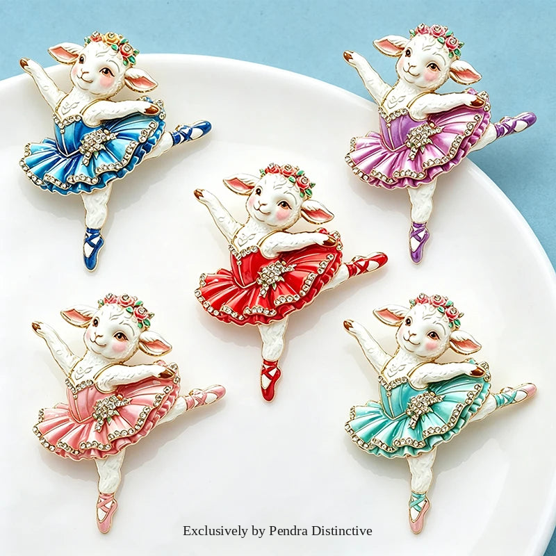 PENDRA Cute Ballet Sheep Brooch