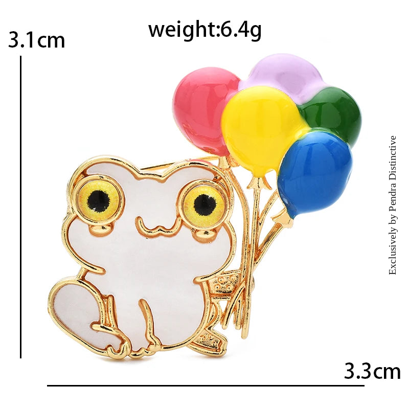 PENDRA Cute Balloon Frog Brooch