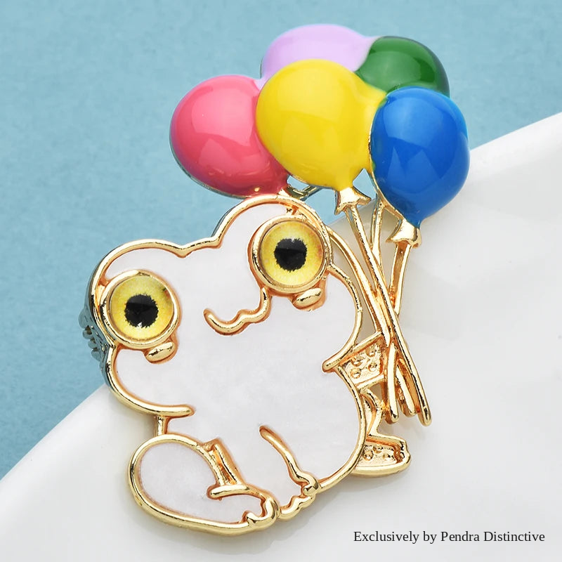 PENDRA Cute Balloon Frog Brooch